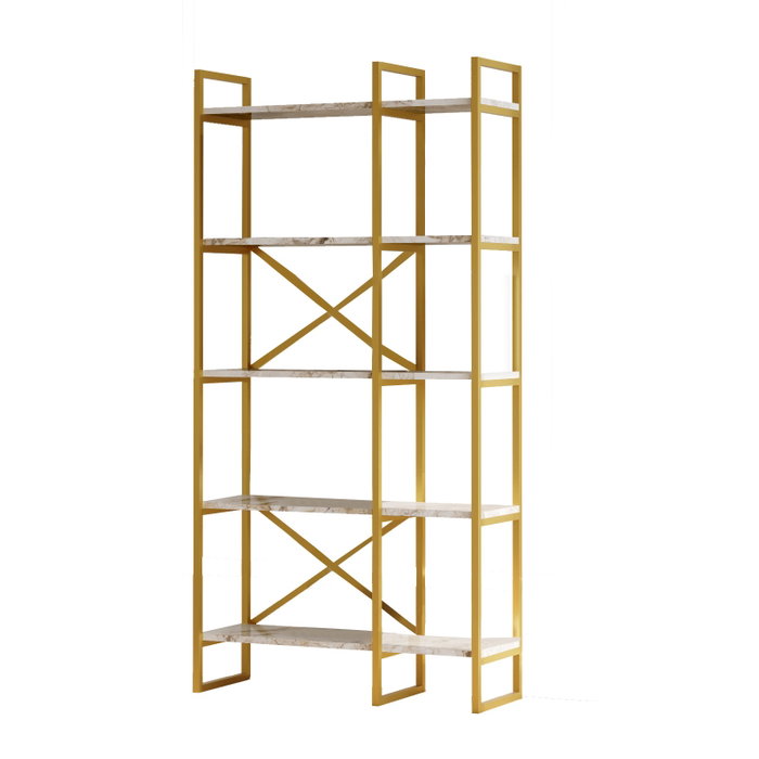 Hanah Home Estantería Vg4-Ge Mármol Blanco y Oro